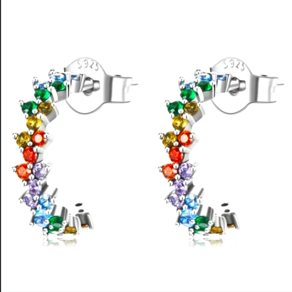 Colorful Earrings Jewelry - New Dainty Multi-Colored Rhinestone Hoop Earrings